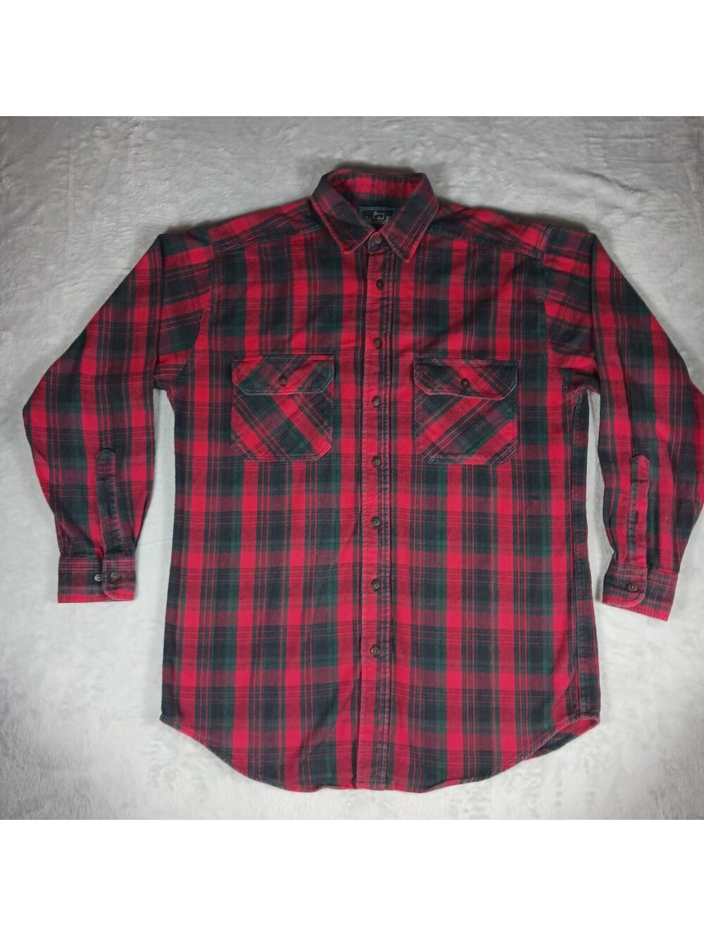 Vintage 1980s Woolrich Plaid Flannel Shirt Cotton Medium Made in USA Red Green